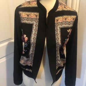 BCX black jacket with multi colored  flowers 💐